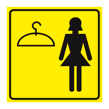 Визуальная пиктограмма «Женская раздевалка», ДС26 (пластик 2 мм, 150х150 мм)